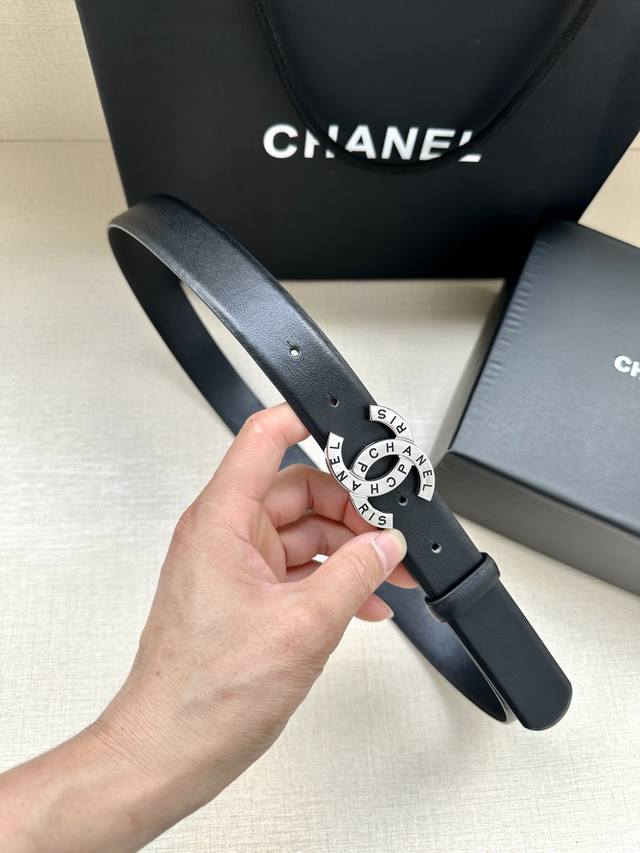 代购级 宽度3.0Cm Chanel 香奈儿 两面原版碰纹牛皮搭配金 银色精品五金配件